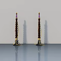 Elegant Swing Door With Brown Gold Decorative Pillars Purple Top And Smooth Surface