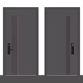 Dark Gray Security Doors With Vertical Stripes And Electronic Lock Handles 3d model