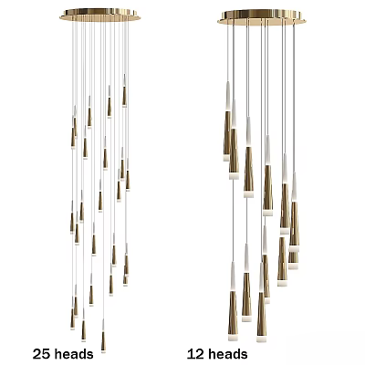 Modern Hanging Chandeliers With Gold And White Metal Pendant Lights Design 3d model