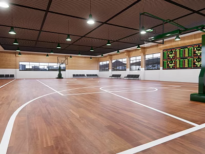modern basketball hall basketball court 3d model