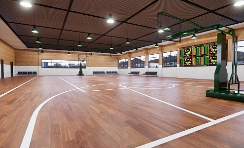 modern basketball hall basketball court 3d model