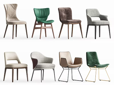 Modern Upholstered Accent Chairs With Diverse Designs And Assorted Color Options 3d model