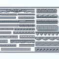 Various Decorative Gypsum Cornice Mouldings With Ornate Patterns For Interior Design 3d model
