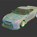 Light Blue Sports Car With Sleek Design Large Rear Spoiler And White Wheels
