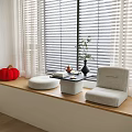 Modern Bay Window Table and Chair Lazy Sofa Bay Window 3d model