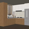 Modern Kitchen Interior With Wooden Cabinets White Appliances Window And Countertop