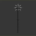 Spiked Mace Weapon With Long Metal Handle And Sharp Decorative Spikes