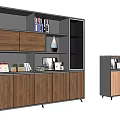 Modern Wooden Decorative Cabinet With Open Shelves Storage Compartments And Decorative Items