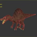 Realistic 3D Model Of Spinosaurus With Open Mouth And Purple Red Skin