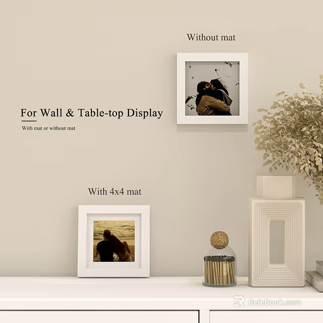 Versatile Decorative Photo Frames For Wall And Table Top Display With 4x4 Mat 3d model