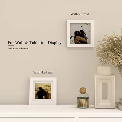 Versatile Decorative Photo Frames For Wall And Table Top Display With 4x4 Mat 3d model