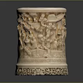 Exquisitely Carved Decorative Cylindrical Stationery Holder With Intricate Figurine Designs