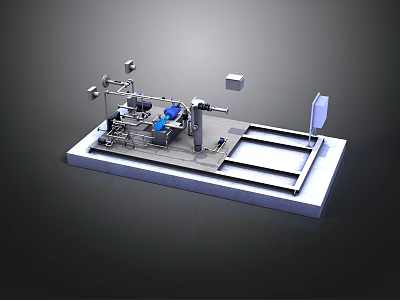 Industrial Equipment Model With Mechanical Structure Platform And Support Frame 3d model