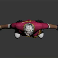 Stylish Character In Red Shirt Black Pants With Silver Hair Bandana Mask And Gold Necklace 3d model