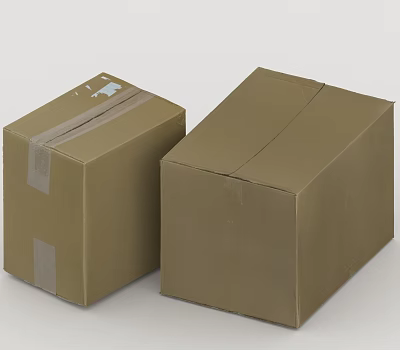 Brown Cardboard Household Boxes With Tape For Storage And Packing 3d model Brown Cardboard Household Boxes With Tape For Storage And Packing 3d model