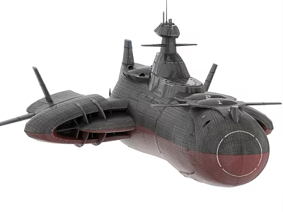 Military Submarine 3D Model Design For Underwater Combat With Missile Launchers Antenna And Periscope Structure 3d model