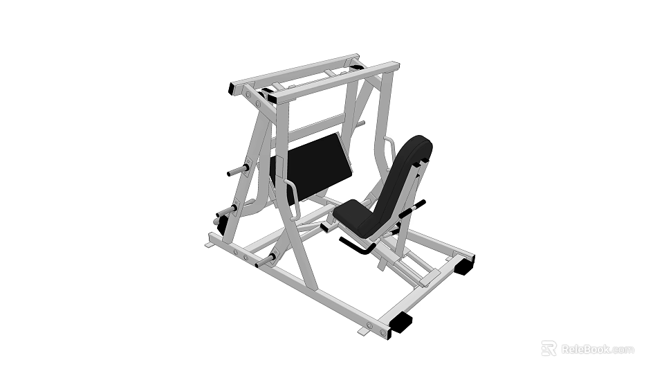 Fitness Equipment Leg Press Machine With Metal Frame Black Seat And Backrest 3d model 