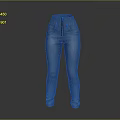 Man Wearing High Waisted Slim Fit Blue Jeans With Front Zipper Detail