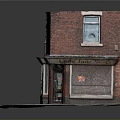 Red Brick Bakery Storefront With Glass Window Door And Sidewalk Platform