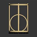 Gold Metal Decorative Ornament With Circular Frame And Black Marble Base