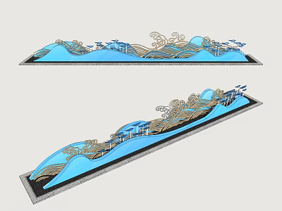 Modern Artistic Wave Sculpture Decorative Water Feature Design For Landscape Decoration 3d model