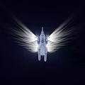 Unique Unicorn Shaped Wall Lamp With Wireframe Design And Radiant Light Rays In Dark Background