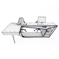 Modern White Office Desk With Sleek Design Computer Monitor And Comfortable Chairs