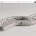 Modern Gray Curved Sofa With Stitched Design For Contemporary Living Room