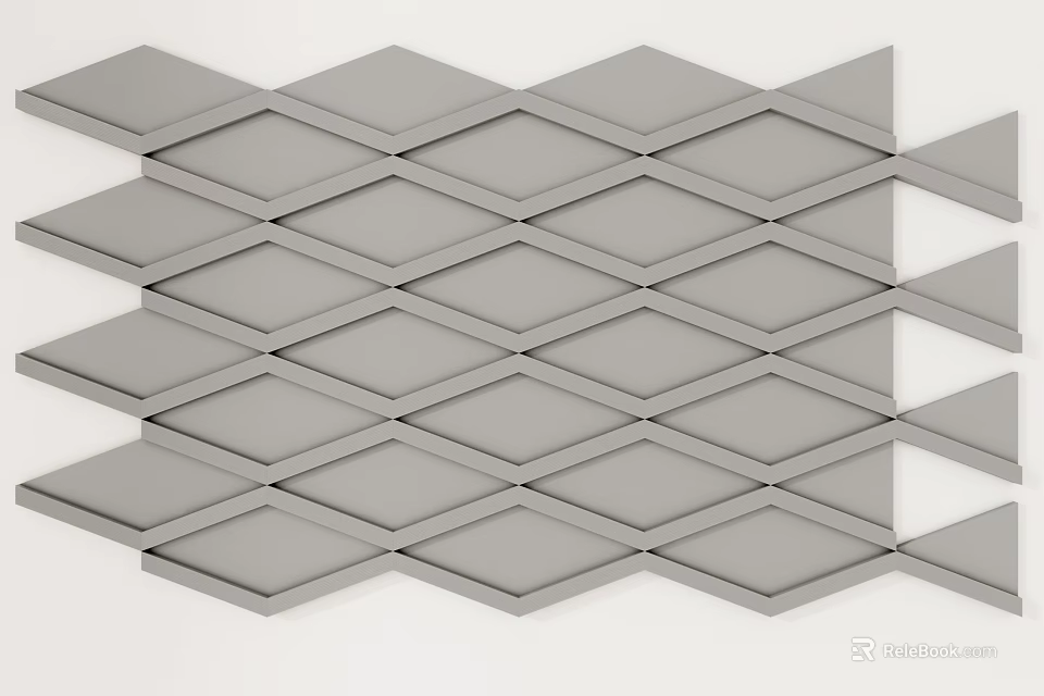 Stylish Gray Carved Diamond Shaped Grid Pattern Neatly Arranged Three Dimensional Design 3d model 