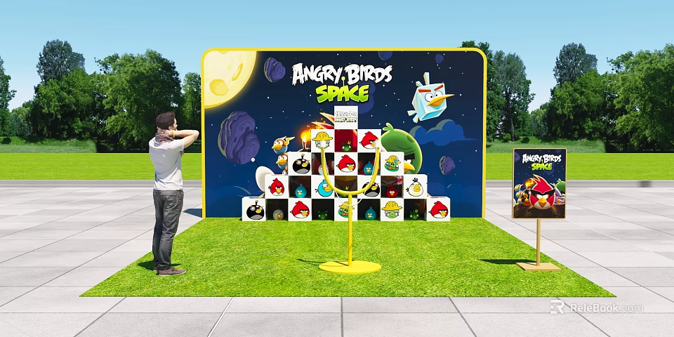 Angry Birds Space Outdoor Game Setup With Player And Character Board In Park 3d model 