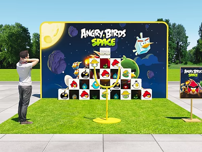 Angry Birds Space Outdoor Game Setup With Player And Character Board In Park 3d model