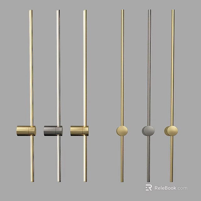 Modern Minimalist Wall Lamps With Slim Metal Design And Gold Silver Gray Finishes 3d model 