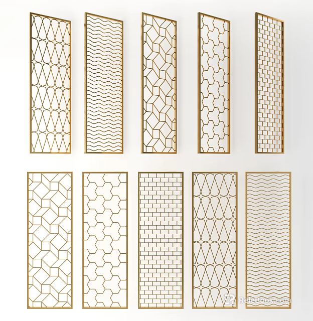 Modern Partition Designs With Various Geometric Patterns And Metal Frames 3d model