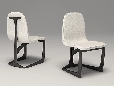 Modern Dining Chairs With White Upholstered Seats Backs And Black Sleek Frames 3d model