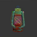 Rusted Turquoise Vintage Lantern With Classic Design And Metal Frame