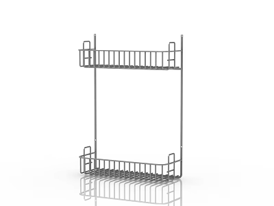 Wall Mounted Two Tier Metal Kitchen Storage Rack for Utensils Organization 3d model