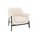 Plush Cream Single Seater Sofa With Wide Armrests Black Metal Frame Modern Design