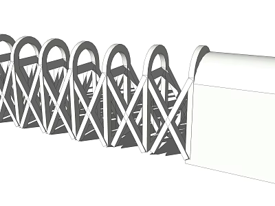 Decorative Metal Fence With Arched Top Cross Pattern And Square Base Structure 3d model