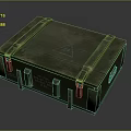 Green Vintage Wooden Crate With Metal Straps And Reinforced Panels 3d model