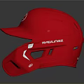 Rawlings Red Baseball Helmet With White R Logo And Black Padding Interior 3d model
