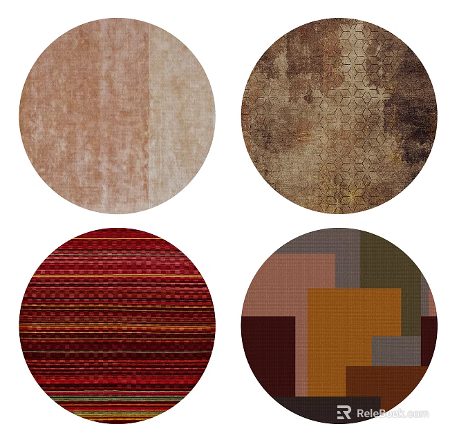 Round Rugs With Various Patterns Textures And Colorful Designs For Home Decor 3d model
