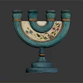 Turquoise Arched Candelabra With Four Candle Holders And Floral Patterns