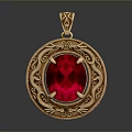 Exquisite Gold Pendant With Red Gemstone And Intricate Patterns As Daily Accessory
