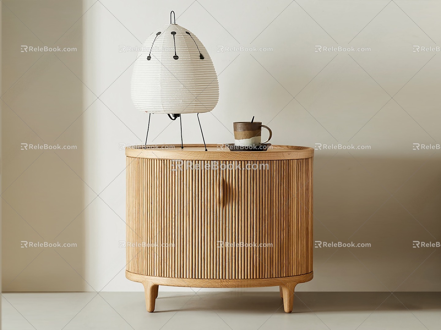 Quiet Original Wooden Bedside Table Round Bedside Table Kena Bedside Table Adult Bedside Table Noguchi Table Lamp 3d model