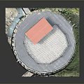 Ancient Stone Tower Scenery With Windows Battlements Green Grass At Base And Dark Background