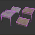 Padded Stools Furniture With Blue Floral Patterns Beige Seats And Metal Frames