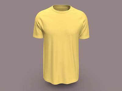 Yellow Round Neck Short Sleeve T-Shirt Basic Casual Style Clothing 3d model