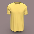 Yellow Round Neck Short Sleeve T-Shirt Basic Casual Style Clothing
