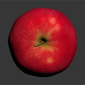 Fresh Ripe Red Apple with Stem and Shiny Surface on Dark Background and Reflection