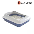 White And Blue Wall Decorative Litter Box Design With Litter Inside View 3d model